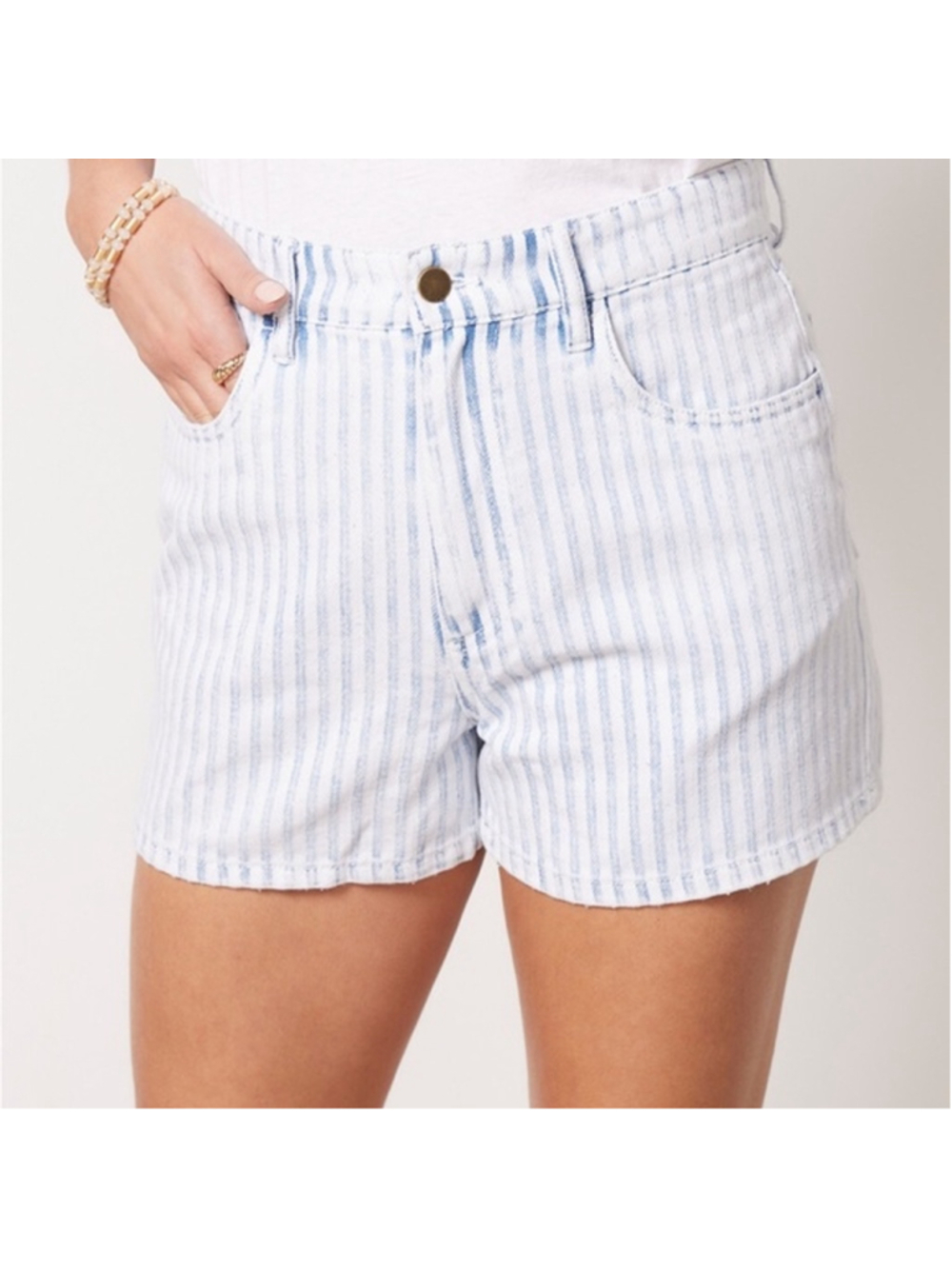 Faherty Topsail Railroad Stripe Denim Shorts 28